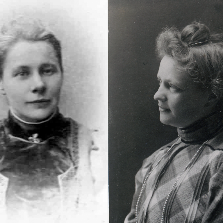 Kristine Gyldenhammer (1864–1942) og Barbara Bostrøm (1875–1943), henholdsvis fotograf og pressekvinne, på tidlige 1900-tallet i Mo i Rana. 