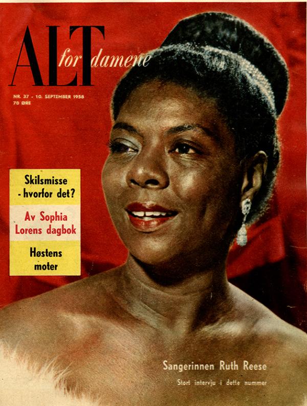 Ruth Reese på forsiden av ukebladet "Alt for damene" Ruth Reese på forsiden av ukebladet "Alt for damene" i 1959